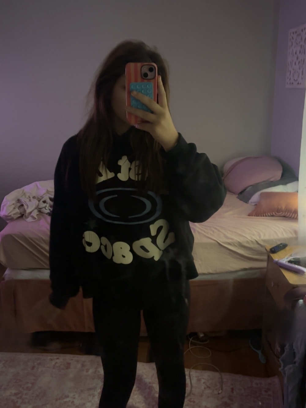 PacSun Black Graphic Pajama Hoodie with Blue and white Accent